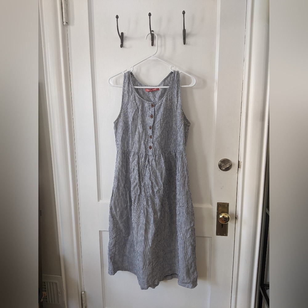 Pyne & Smith model no.24 Cosette Stripe Linen Dress (size medium)